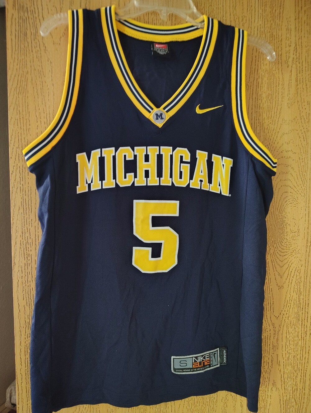 Jalen Rose Nike Navy and Yellow Michigan Basketball Jersey #5